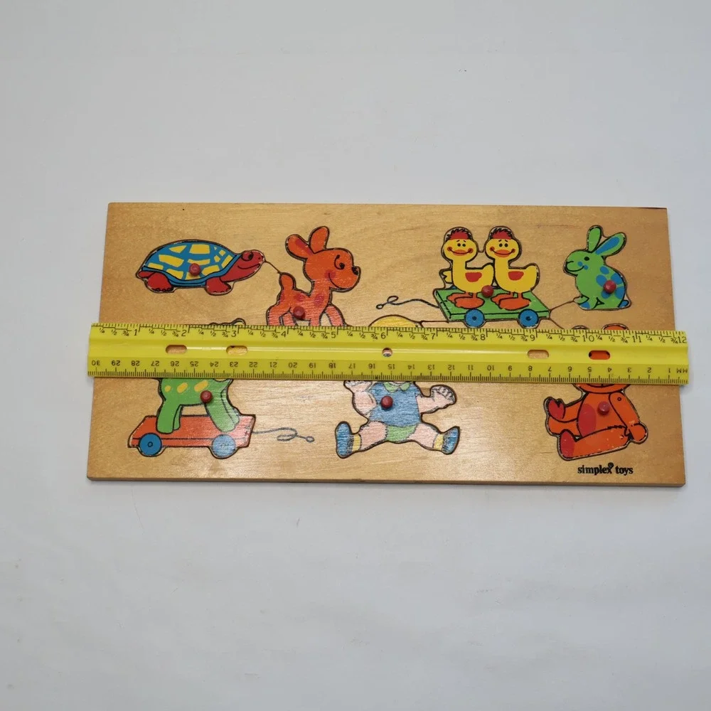 Simplex Toys Peg Puzzle Toddler One Size Tan Good Vintage Wooden Animals Holland